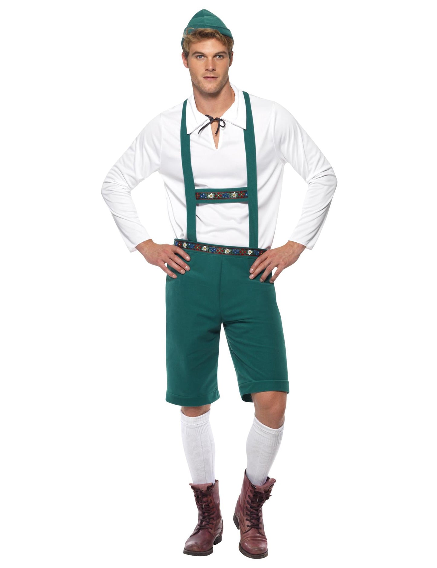 Pogled spredaj na bavarski kostum za moške
