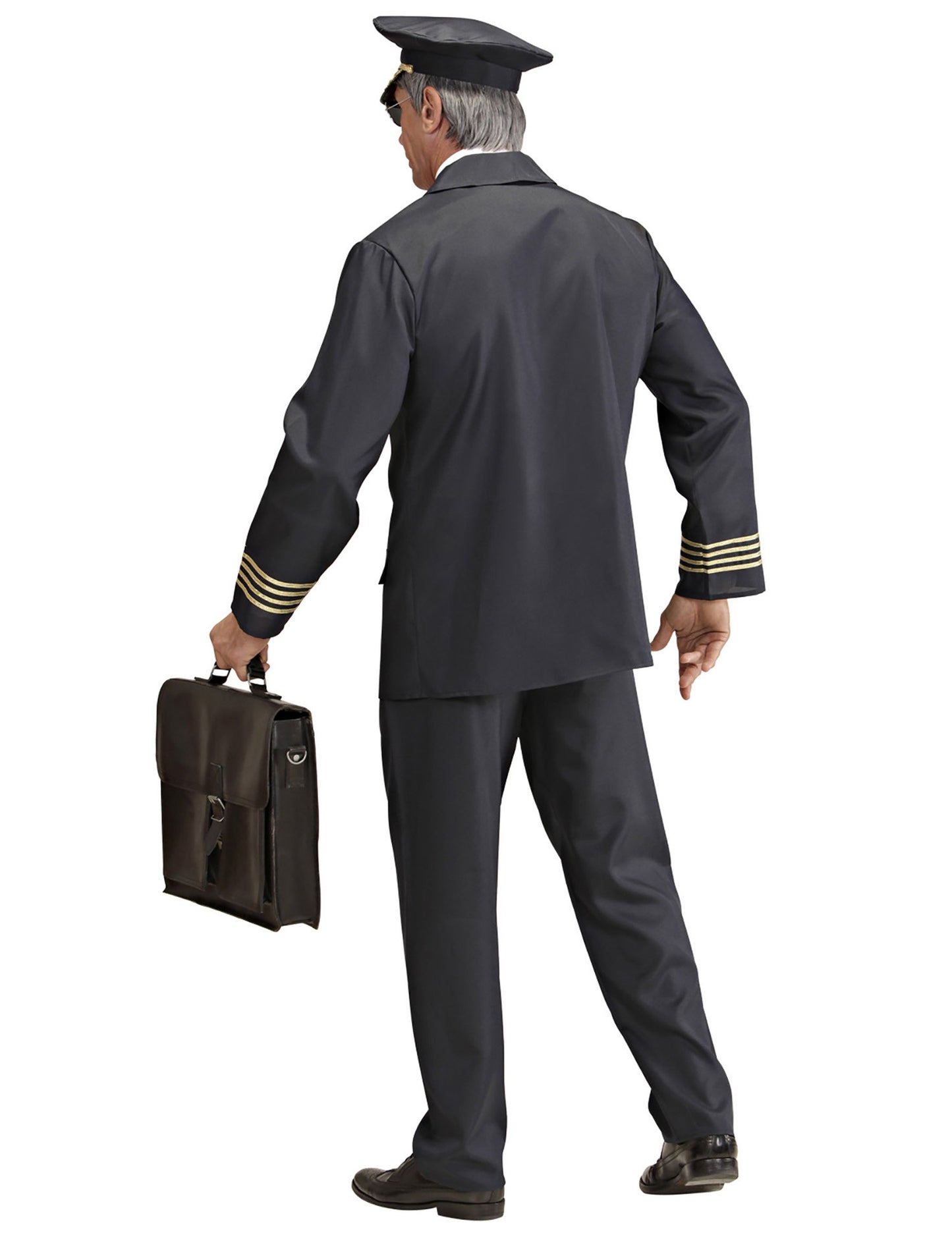 Pogled zadaj na moški kostum pilota