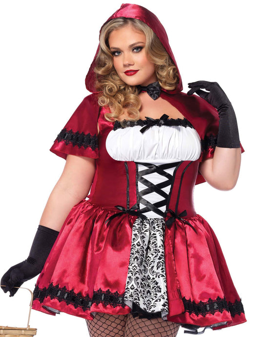 Déguisement de chaperon rouge pour femme rouge et noir avec cape à capuche