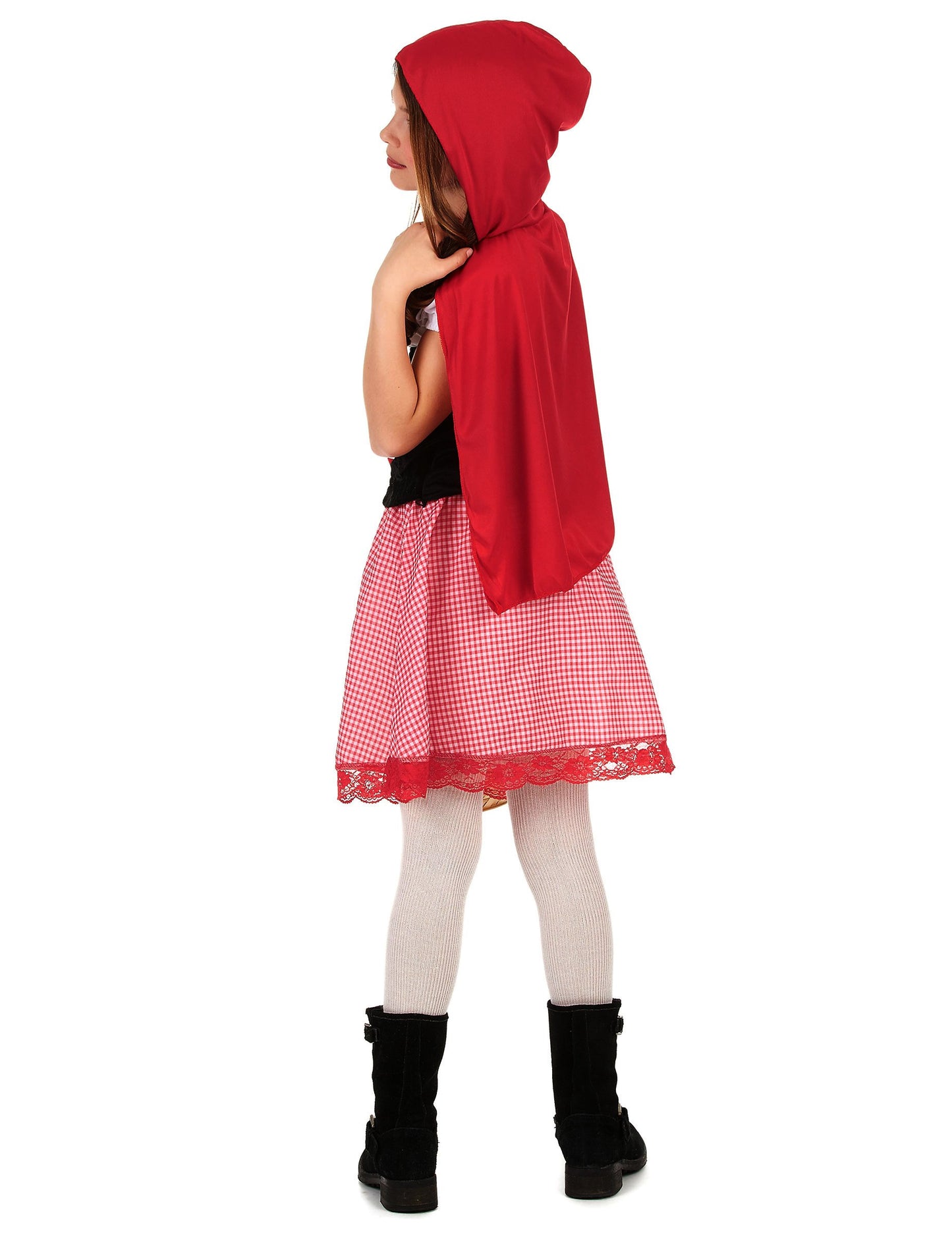 Pogled zadaj na kostum rdeče kapice