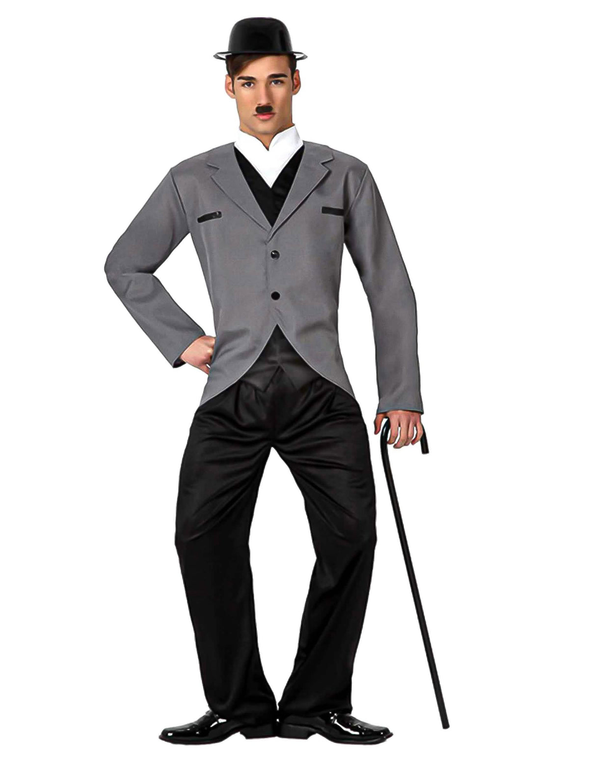 Kostum Charlie Chaplin, ulični plesalec za moškega, siva in črna, s kegljem
