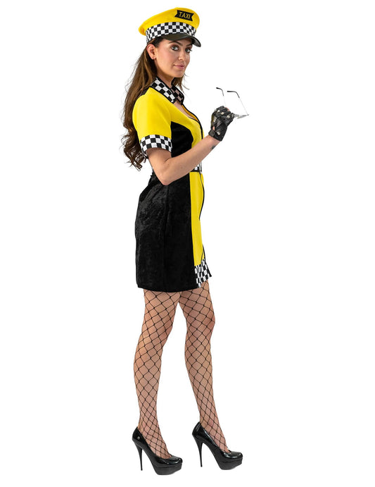 Vue de profil du déguisement de chauffeur de taxi pour femme