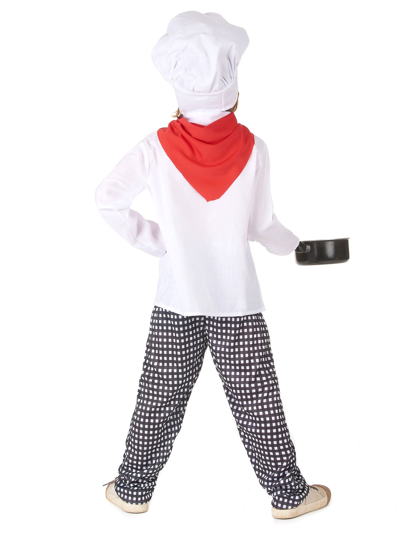 Pogled zadaj na kostum kuharja za fante