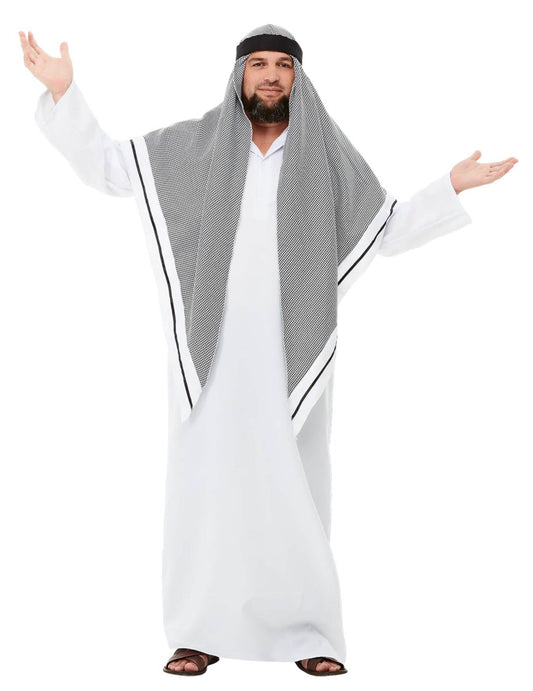 Vue d'ensemble de face du déguisement de cheikh pour adulte