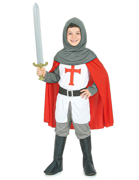 Vue de face du déguisement de chevalier croisé pour garçon