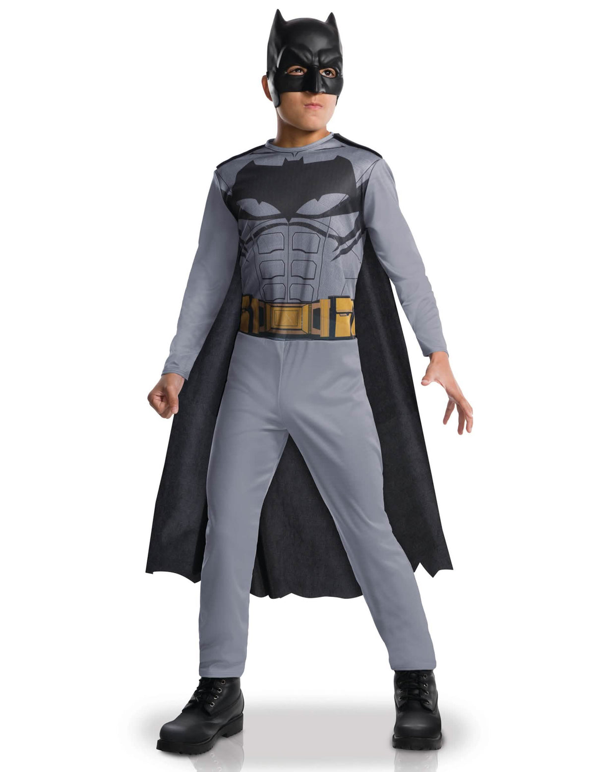 Batman Justice League kostum za dečka, siv in črn, s pelerino in masko