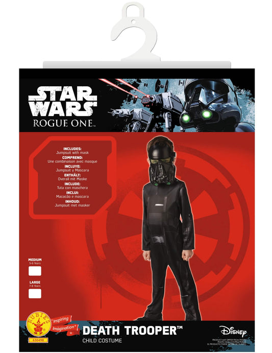 Vue de l'emballage du déguisement classique Death trooper Star Wars Rogue One pour enfant