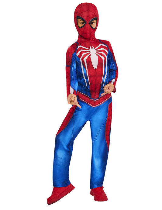 Pose dynamique du déguisement Spider-man gameverse pour enfant