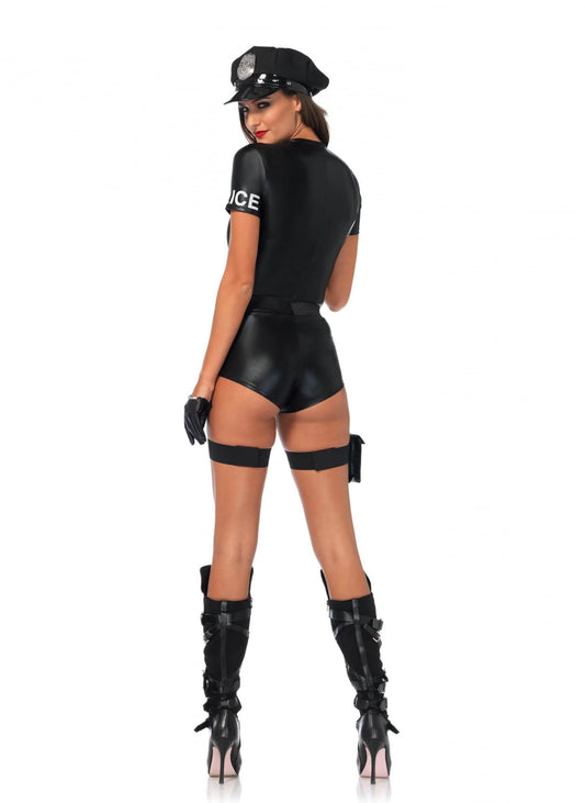 Vue de dos du déguisement combishort luxe police sexy