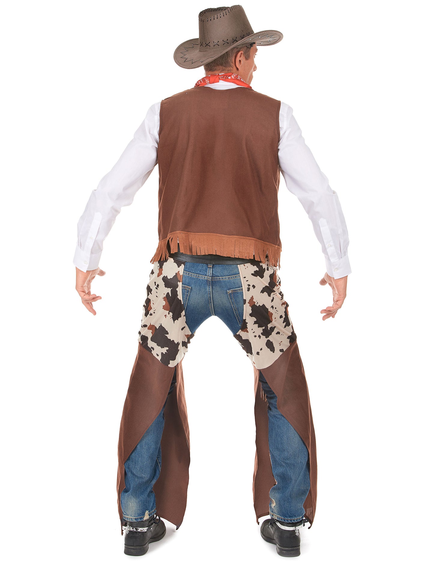 Vue de dos du déguisement cowboy de l'ouest pour homme