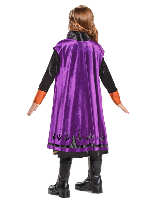 Vue de dos du déguisement deluxe Anna La reine des neiges pour fille
