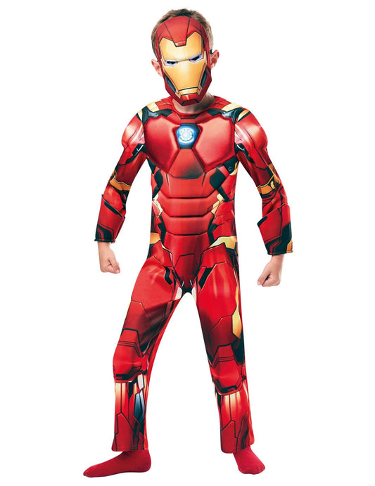 Vue de face du déguisement deluxe Iron Man pour enfant
