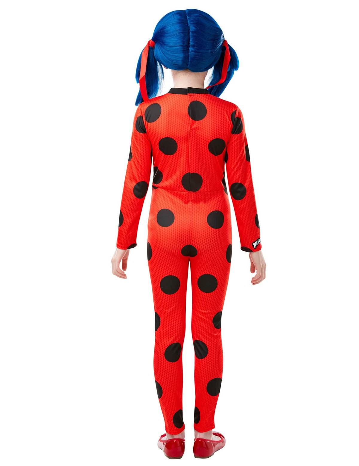 Pogled od zadaj na kostum in masko Miraculous Ladybug