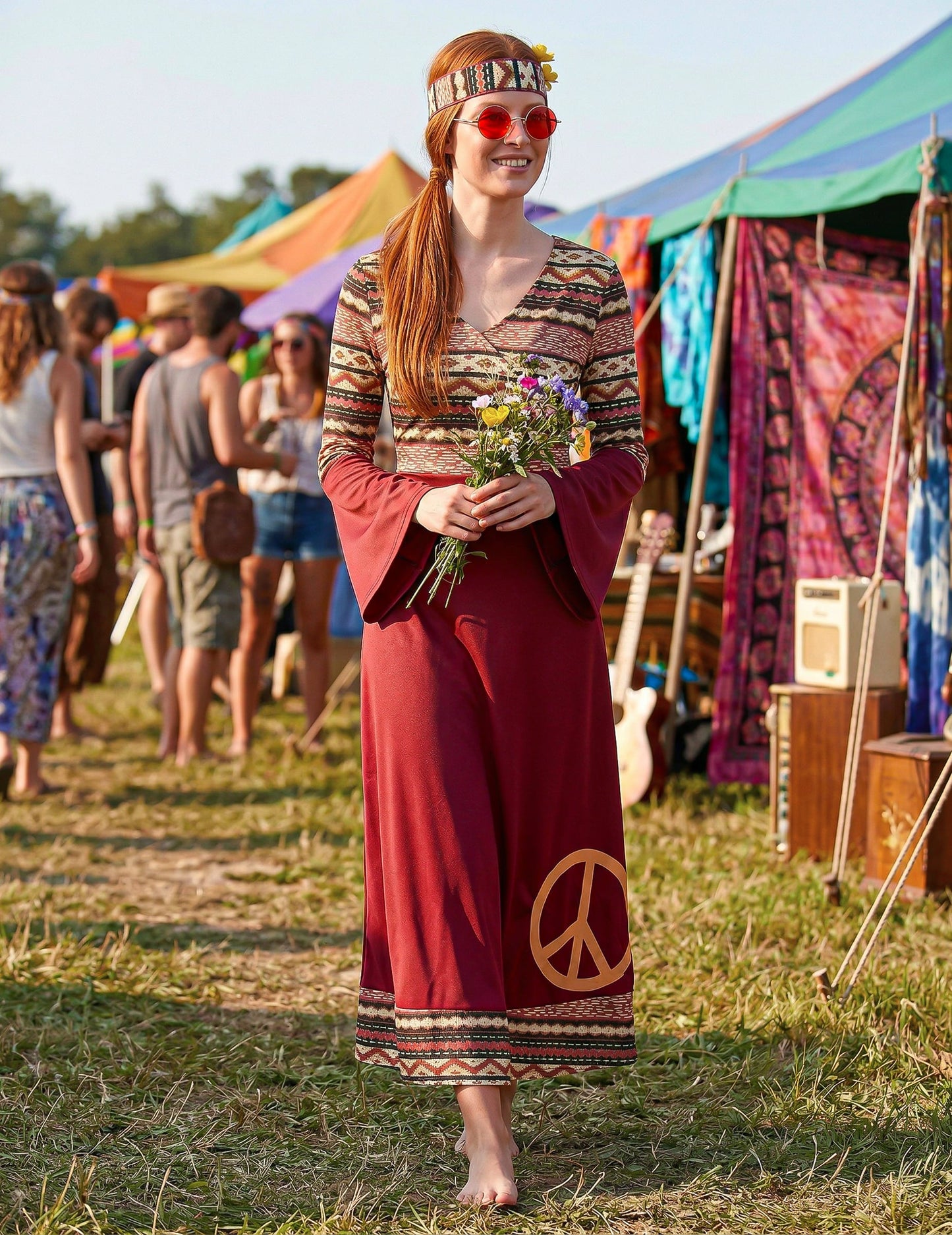 HIPPIE BORDEAUX ženski kostum