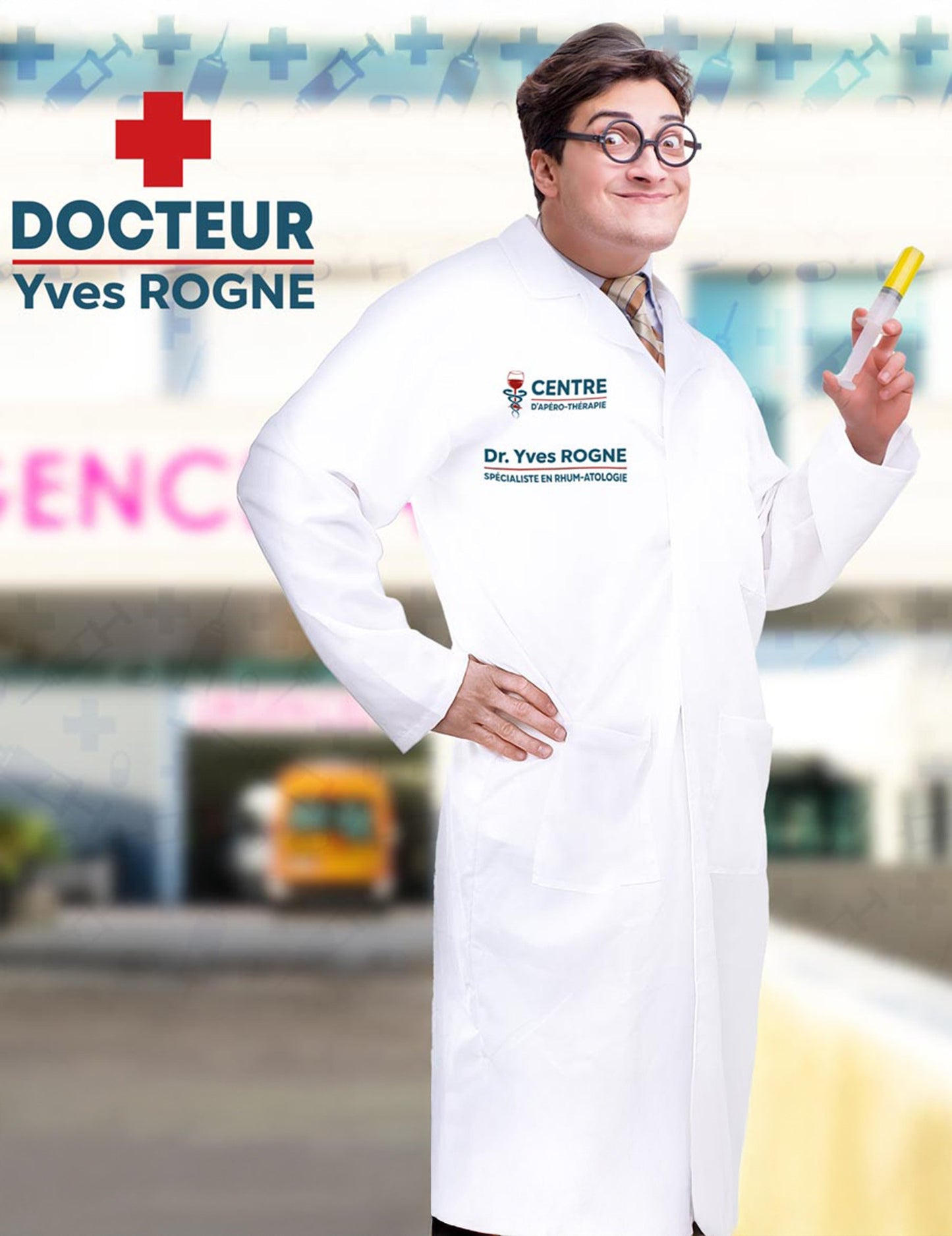 Šaljiv kostumski zdravnik Yves Rogne