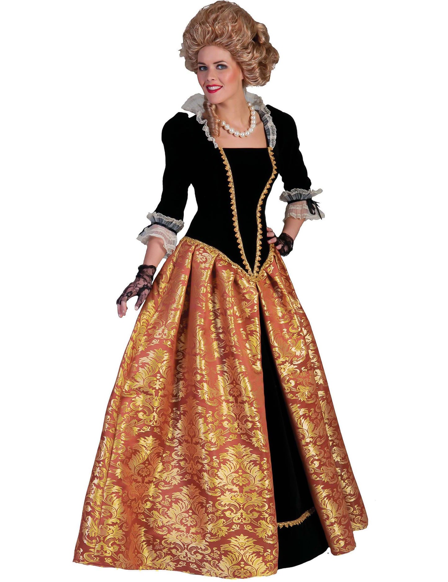 Baročna obleka imperatorice za ženske v črni in zlati barvi
