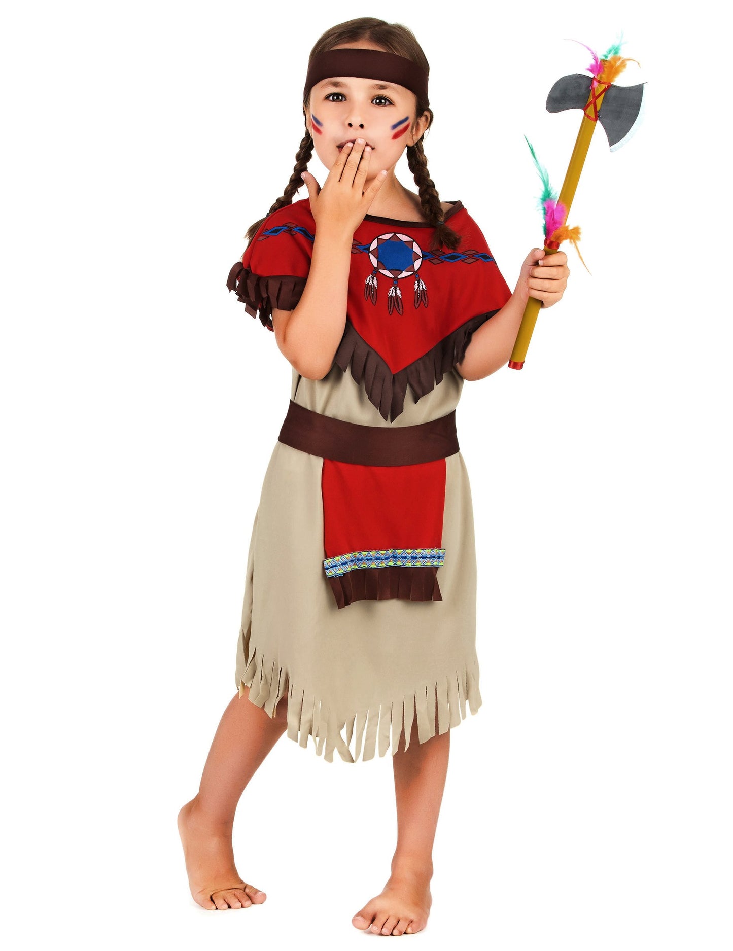 Indijski kostum rdeče in bež dekleta