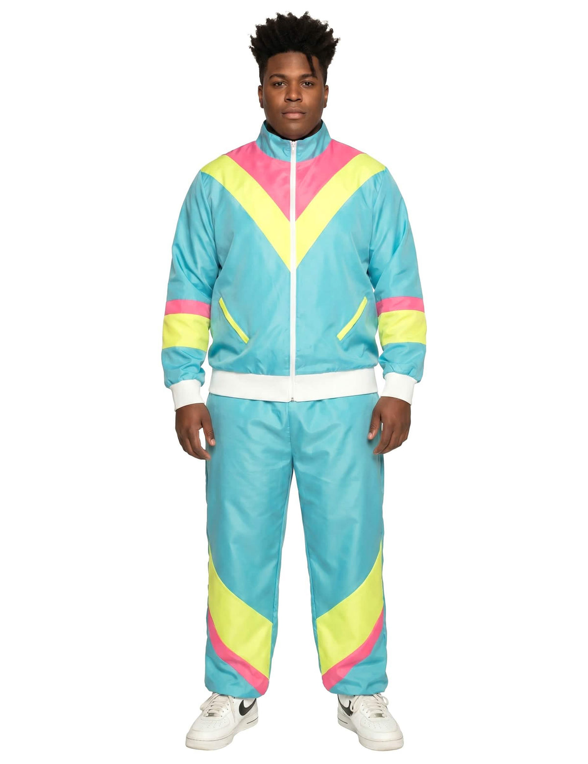 Moški neonsko modri retro jogging kostum