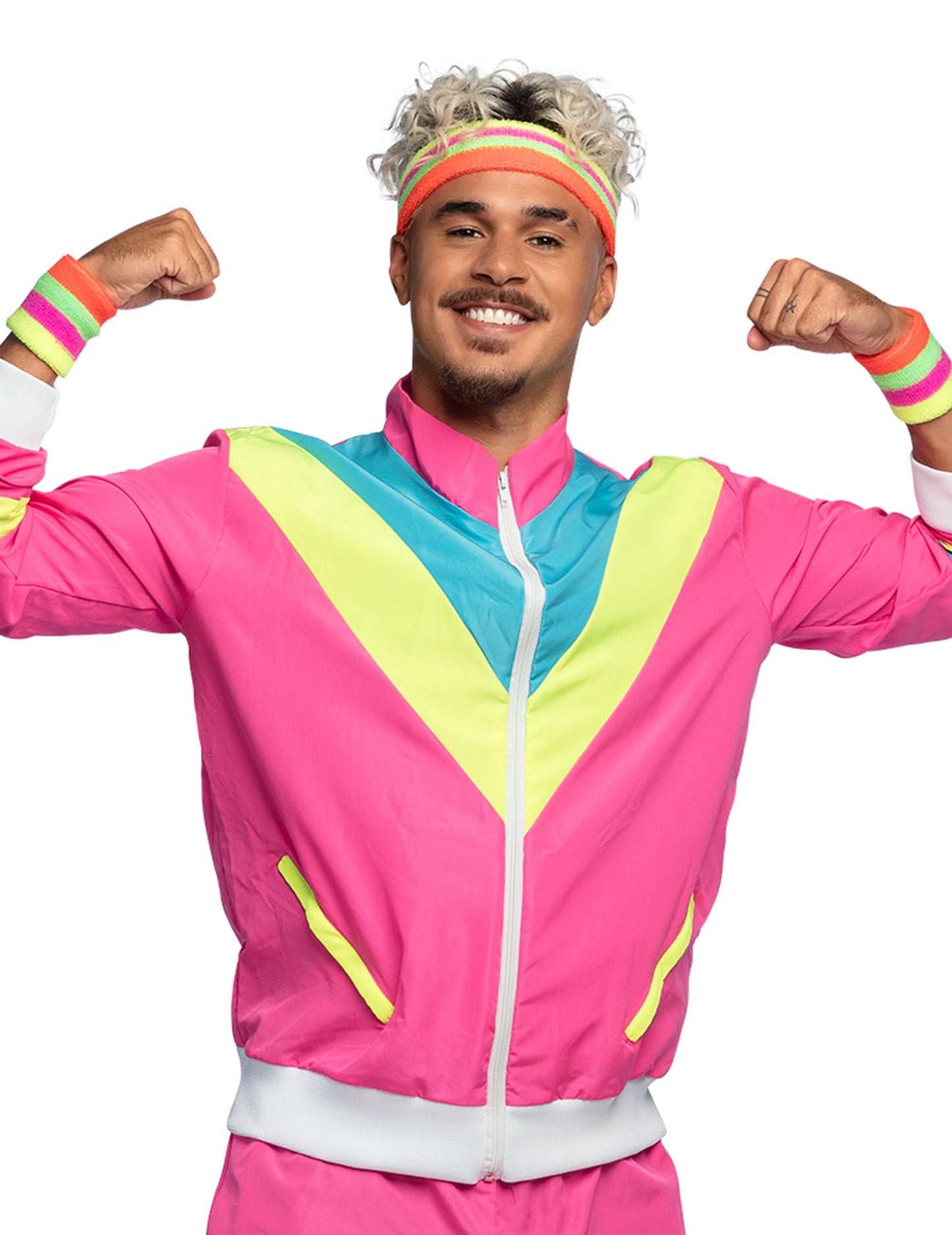 Moški neonsko roza retro jogging kostum