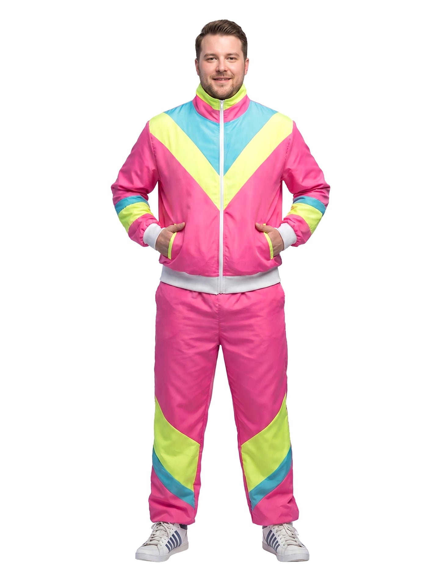 Déguisement Jogging Rétro Rose Fluo Homme