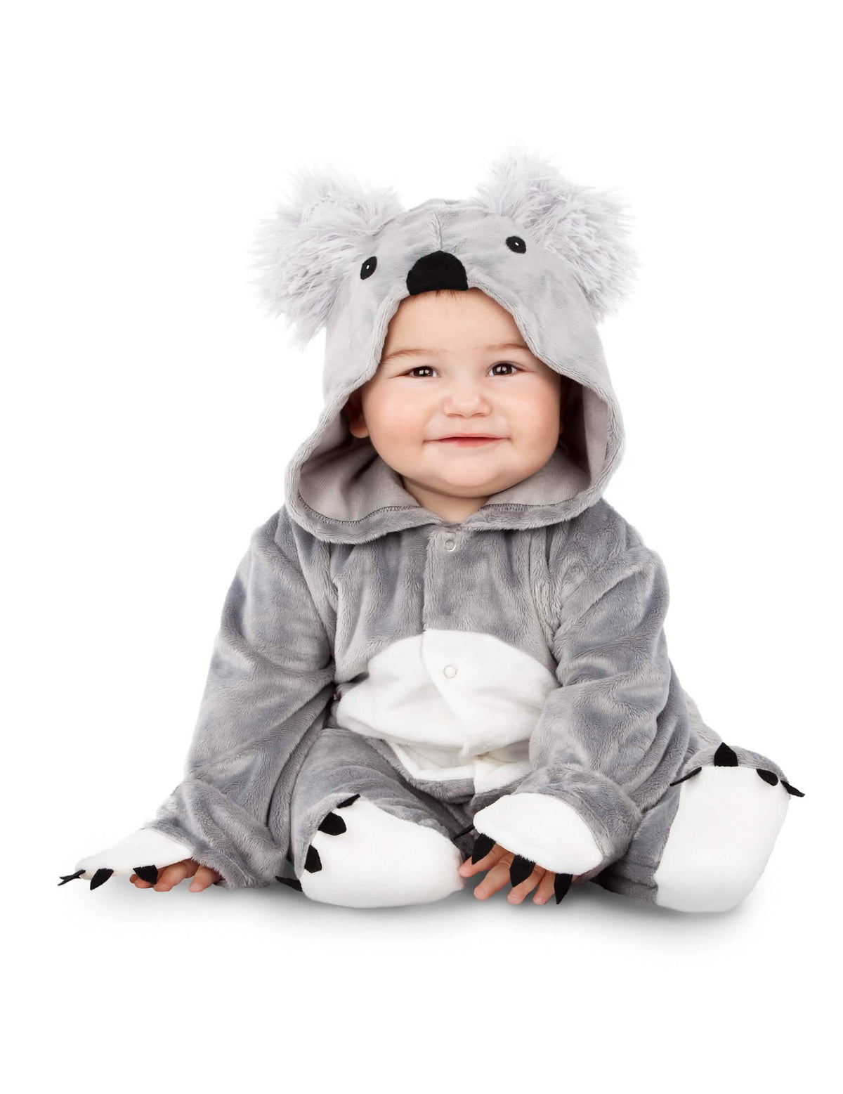 kostum koala za dojenček siva in bela s kapuco