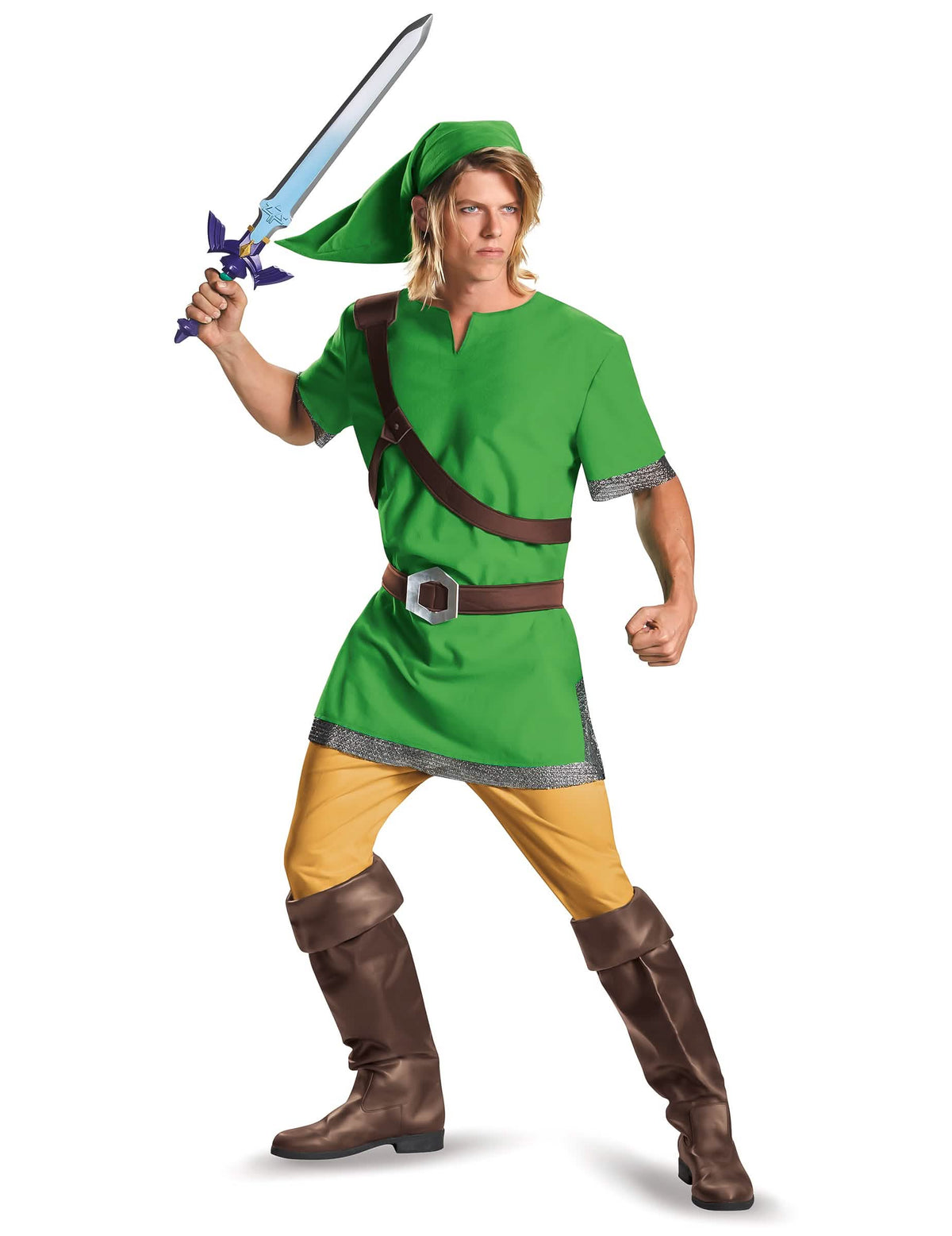 Klasična preobleka Link ZELDA za odrasli zelena z kapo