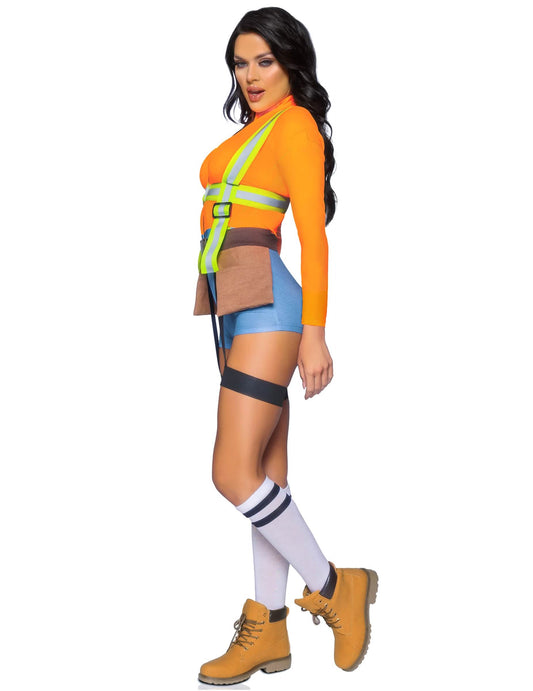 Vue de profil du déguisement ouvrier de chantier sexy pour femme