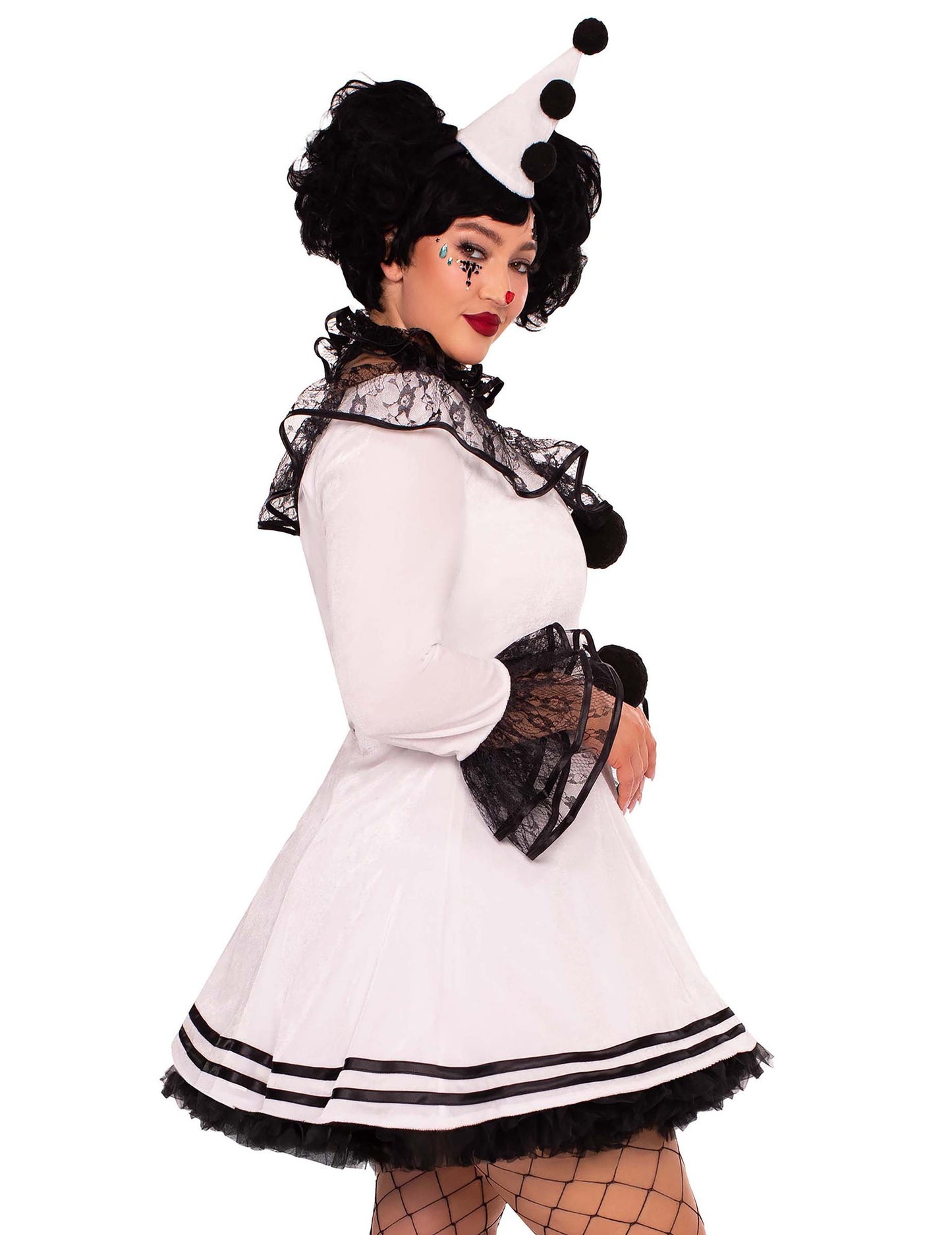 Seksi beli pierrot kostum plus velikost za ženske