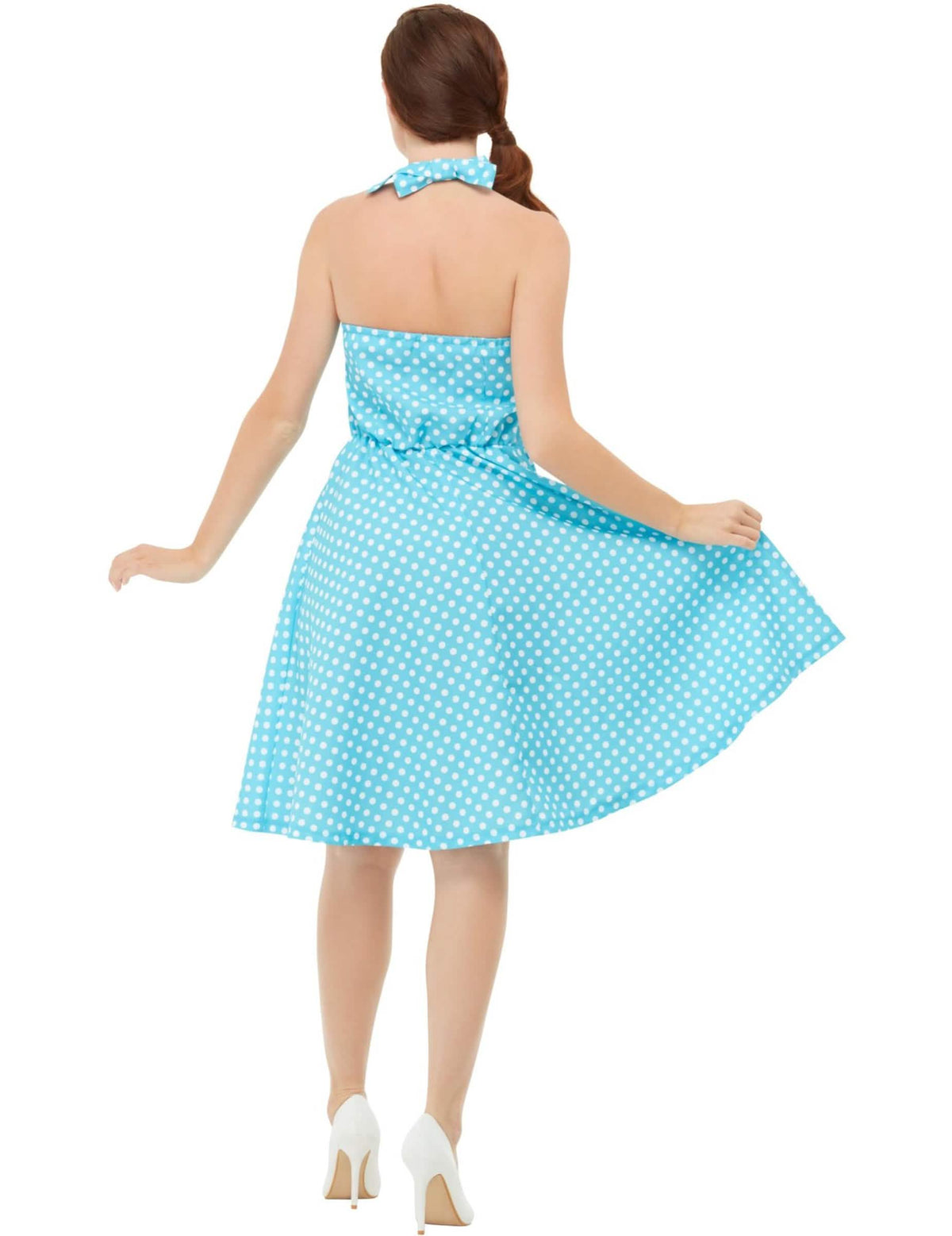 Pogled od zadaj retro pin-up kostuma za ženska