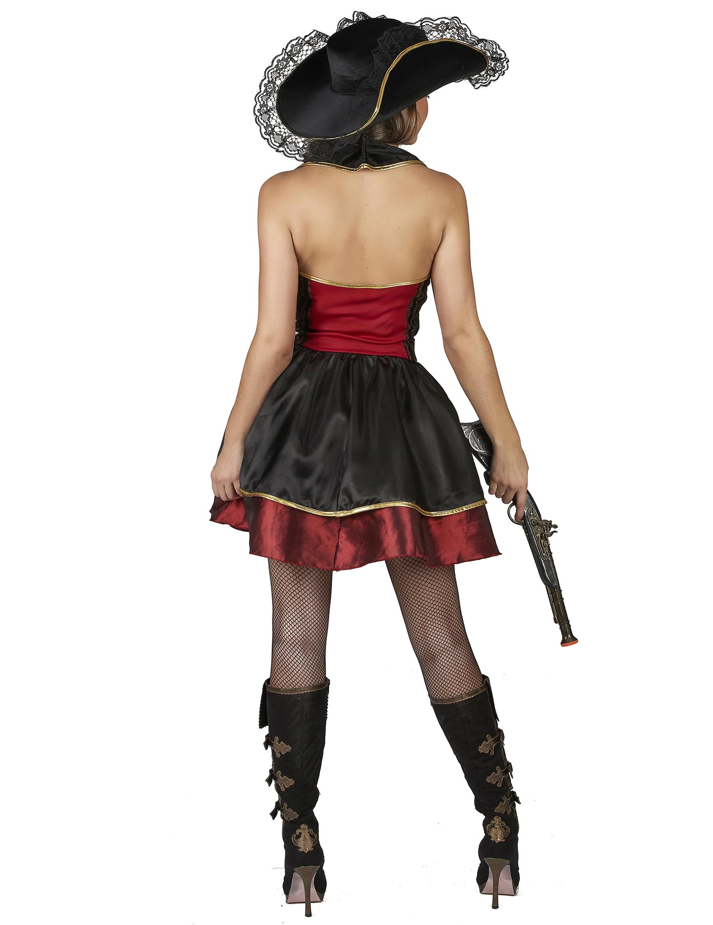 Rdeča in črna baročna gusarska preobleka