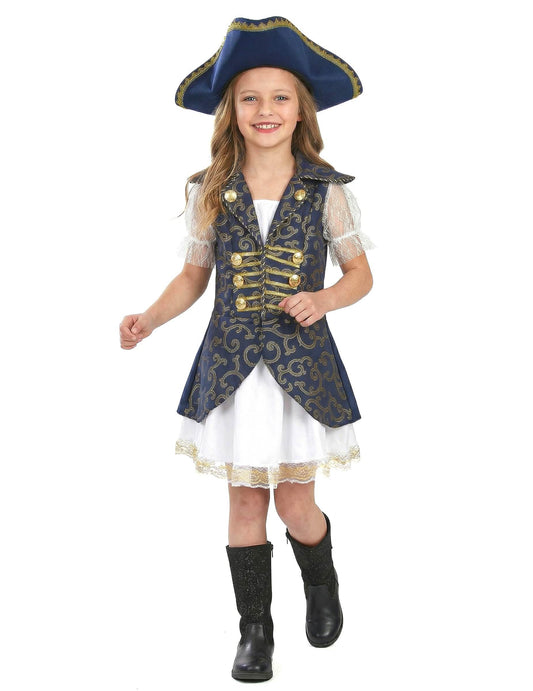 Vue de face du déguisement de pirate pour fille