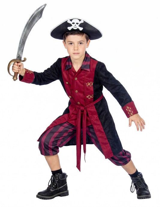 Bordo-črn piratski kostum za dečke