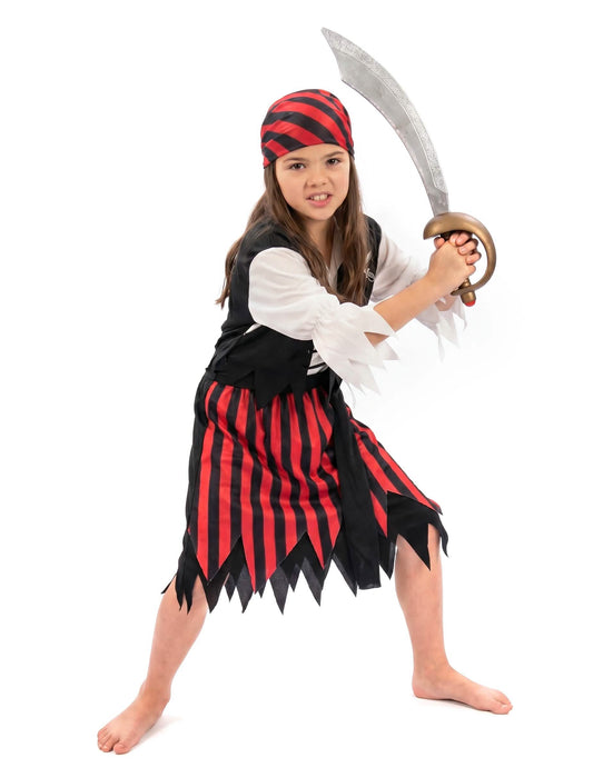 Črna in rdeča korsairna piratska preobleka