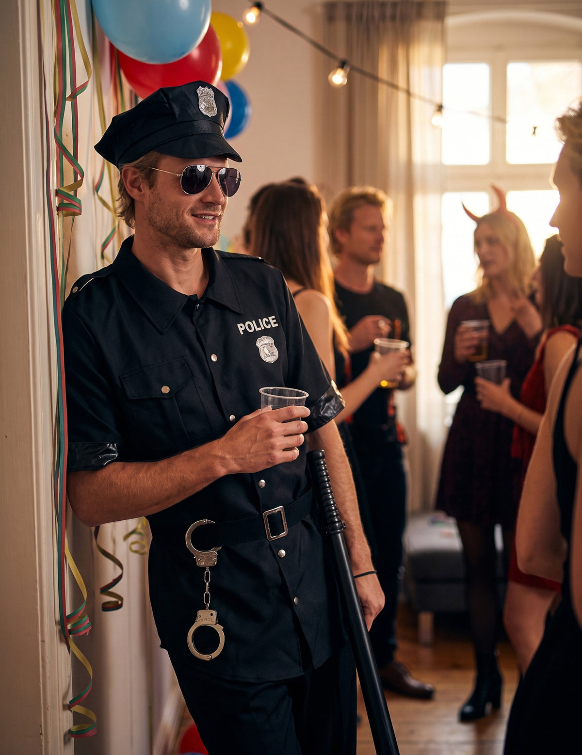 Črni policijski kostumski moški