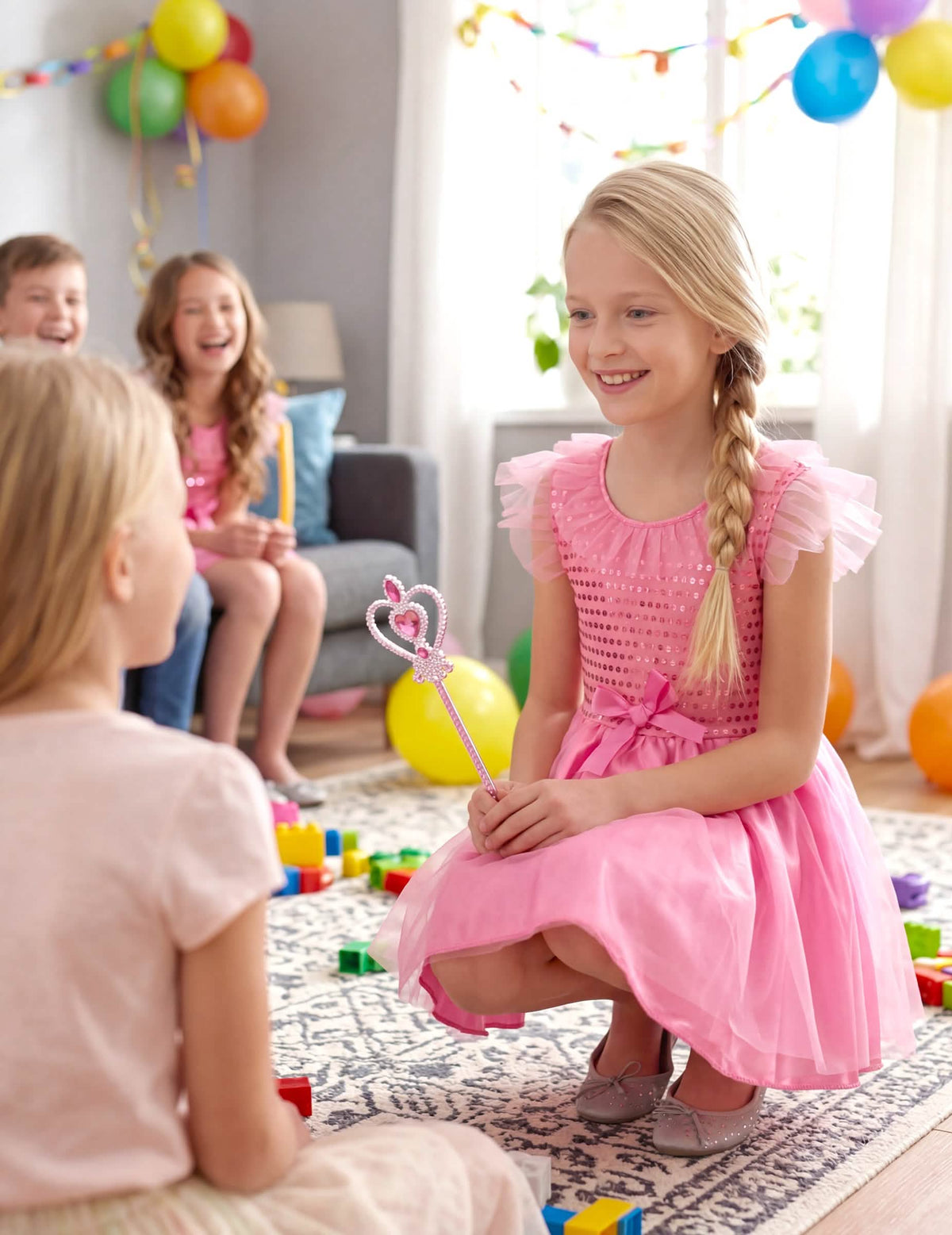 Prikaz princese v bleščečem kostumu