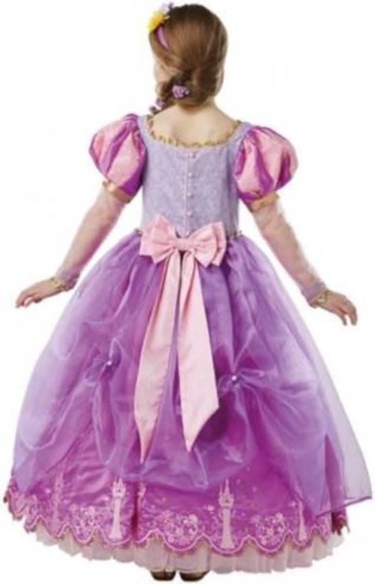 Pogled od zadaj na zbirateljski kostum za princeso Rapunzel