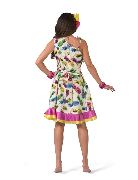 Vue de dos de la robe du déguisement à motif ananas
