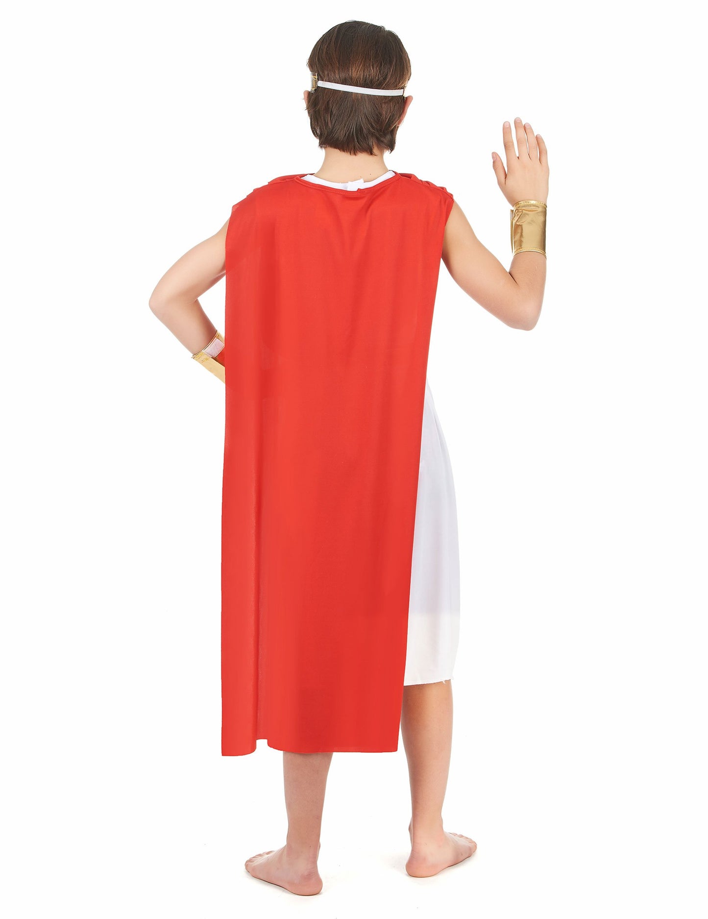 Pogled zadaj na rimski kostum s plaščem za dečka