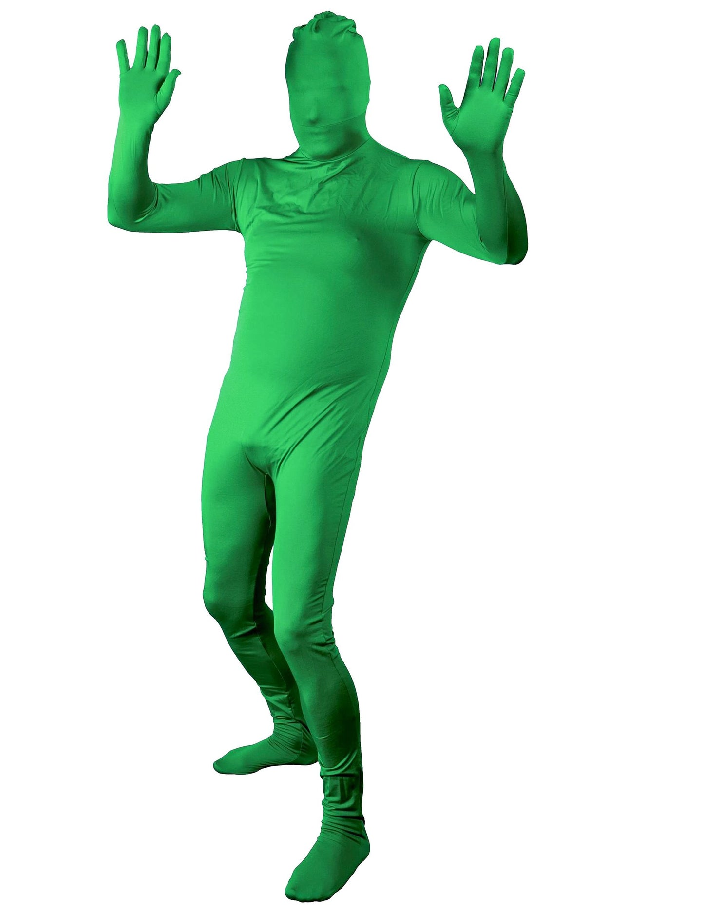 Sprednji pogled z dvignjenimi rokami kostuma druga koža za odrasle