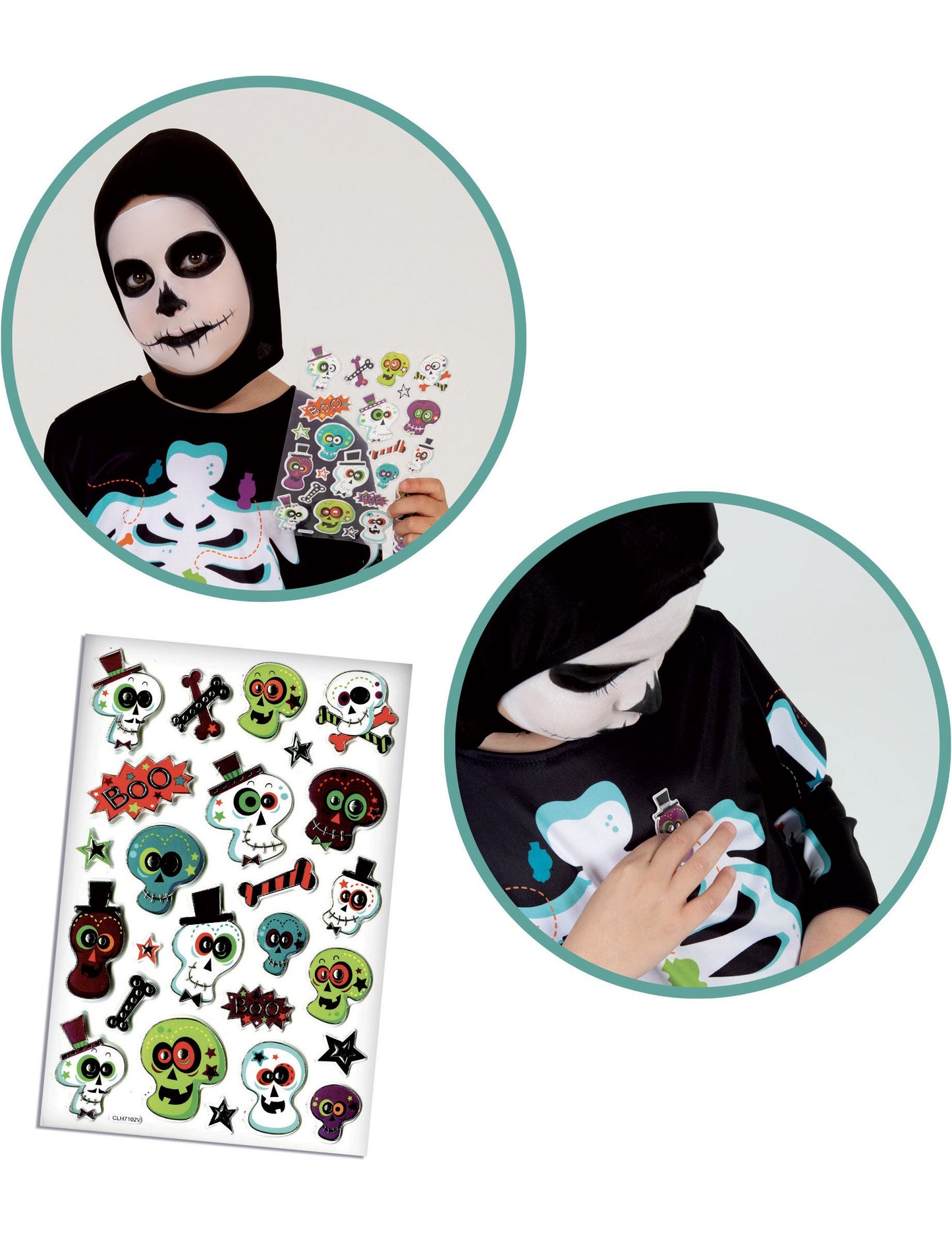 Skeleton preobleka z otroško brošuro nalepk