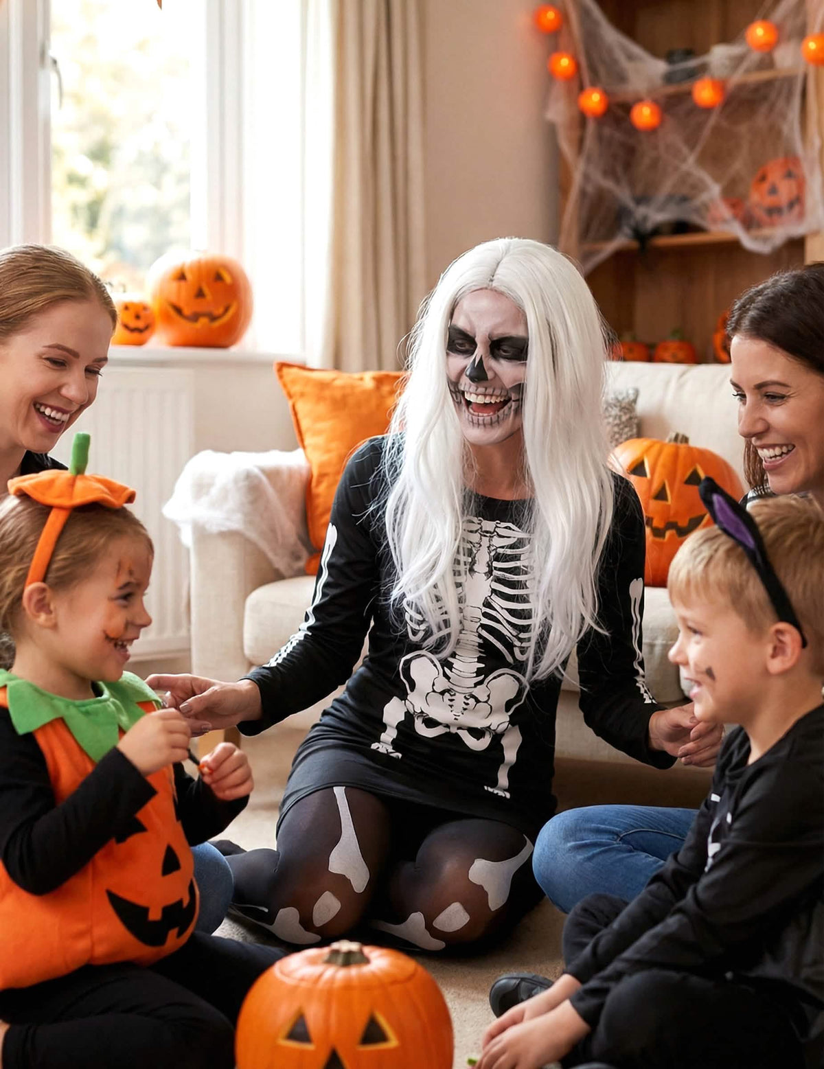Prikaz kostuma skeleta za ženska na zabavi za halloween