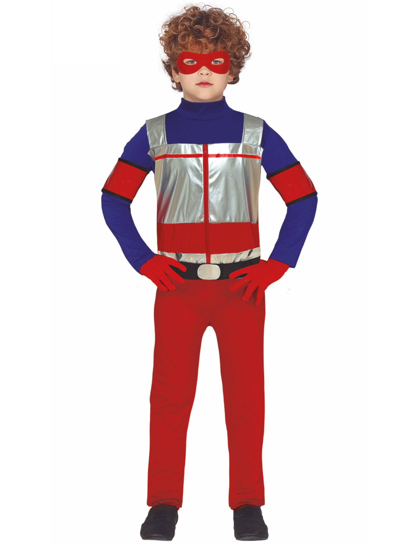 Otrok kostuma rdečega in modrega super heroja