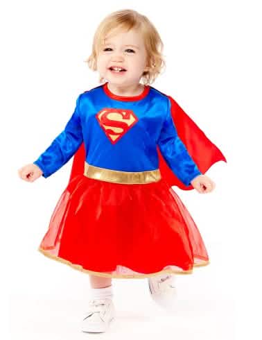 Kostum Supergirl™ za dojenček modra in rdeča z ogrinjalom