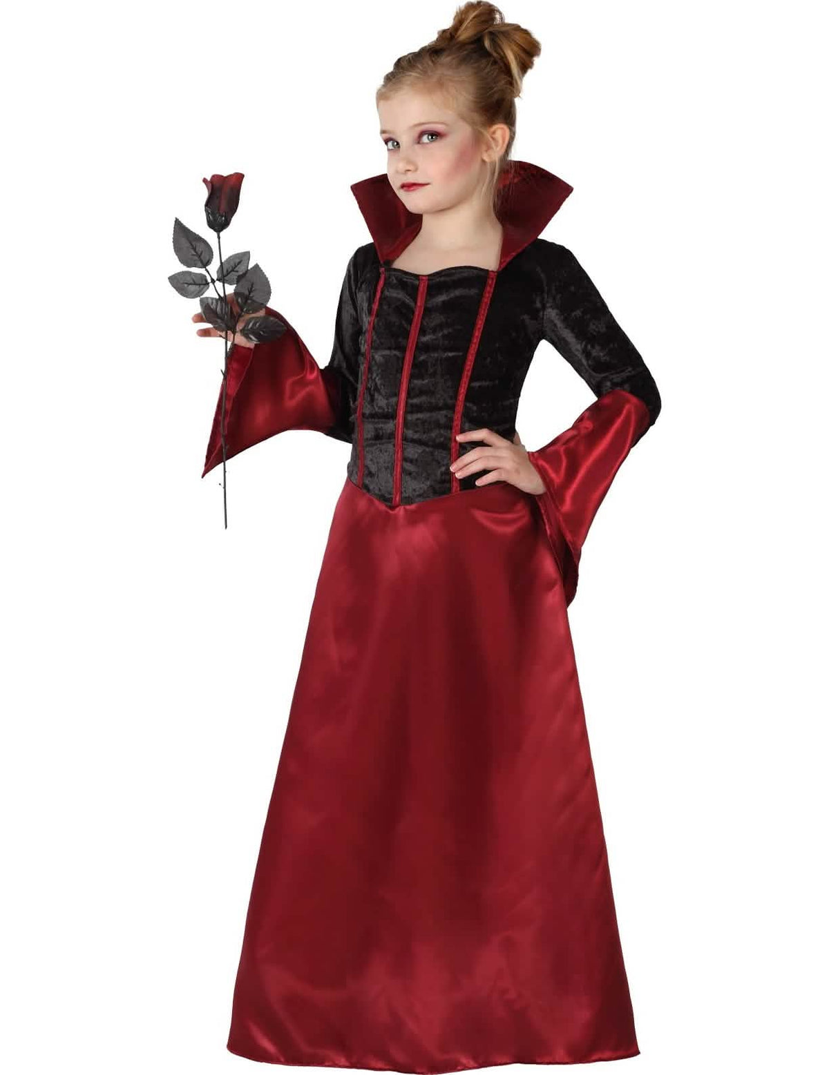 Preobleka vampirke za dekle rdeča in črna za halloween