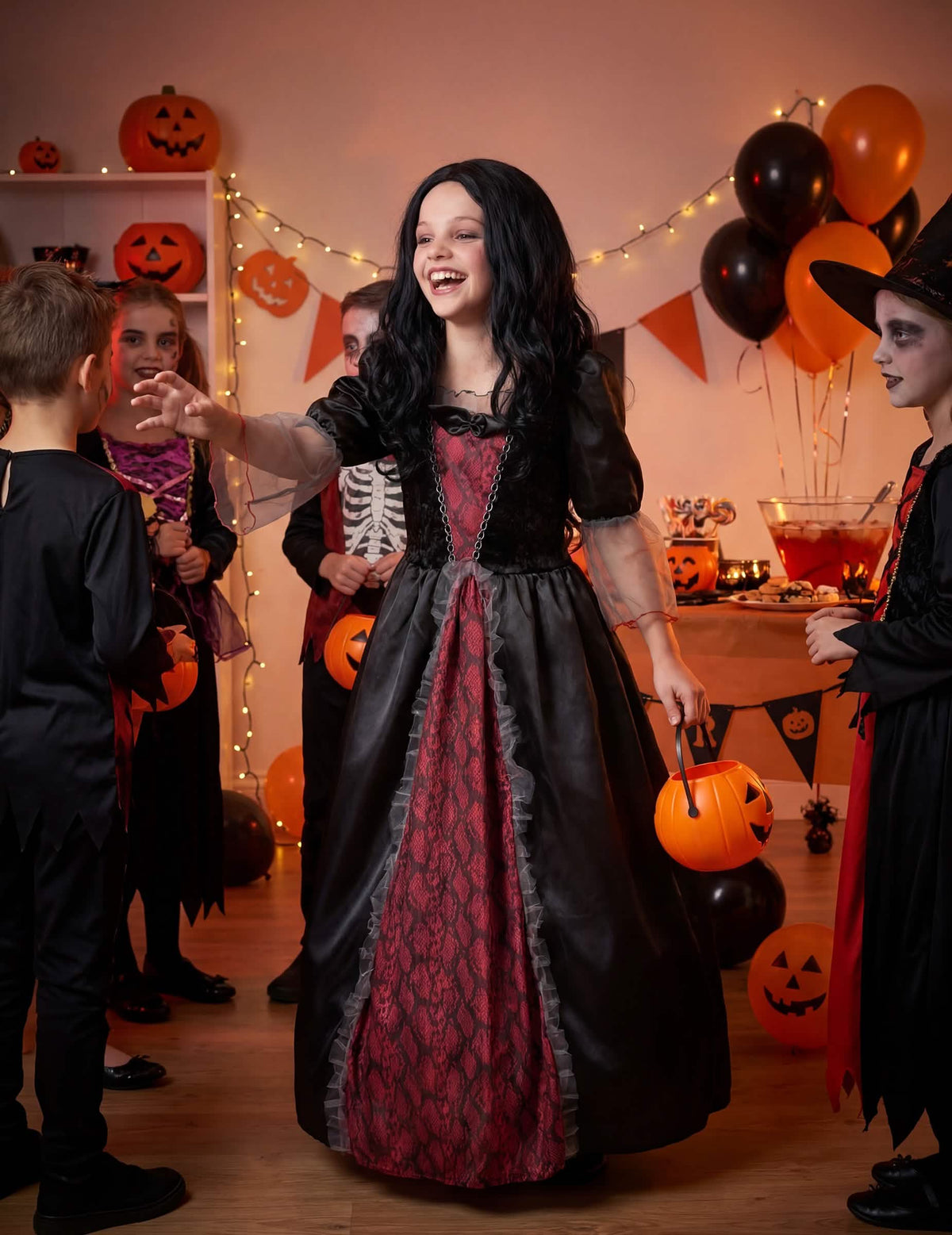 halloween postavitev kostuma vampirke za dekle