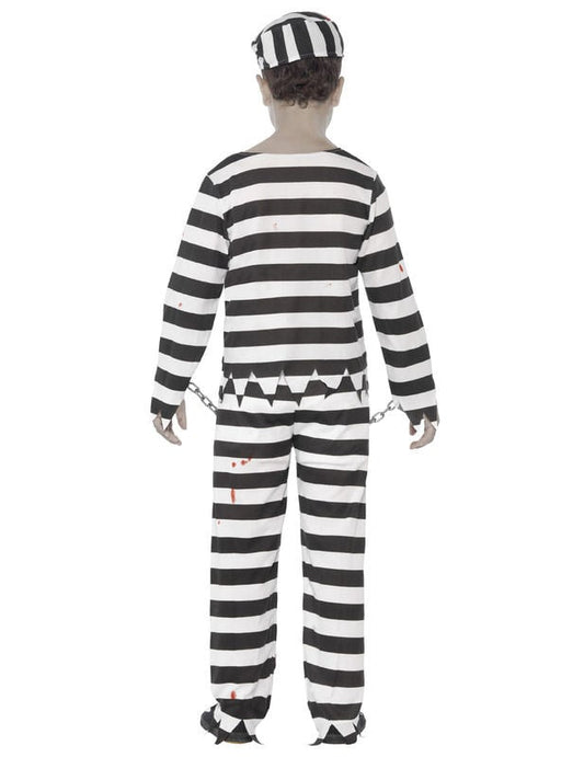 Vue de dos du déguisement zombie prisonnier garçon Halloween