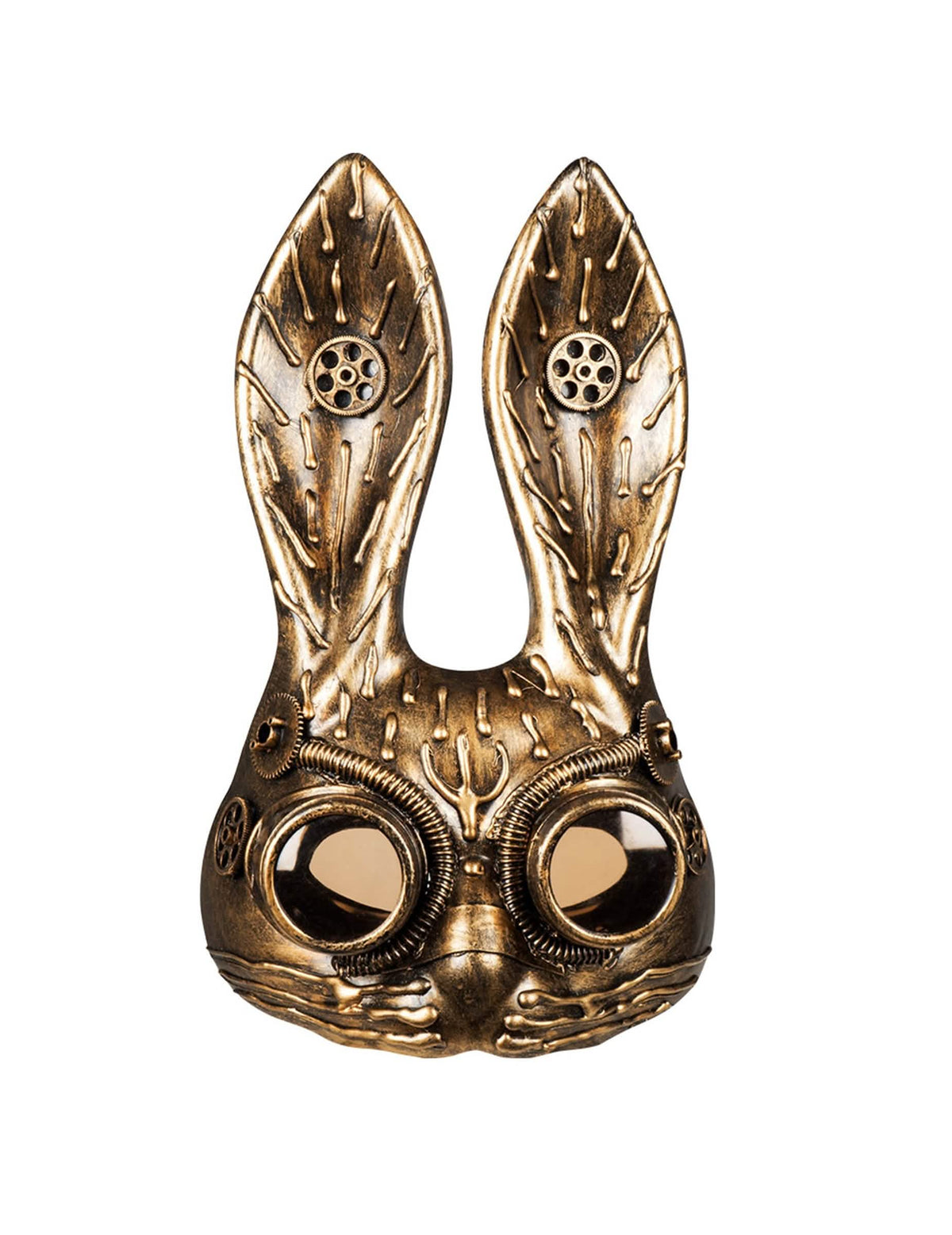 Pogled od spredaj na polovično masko zajci steampunk