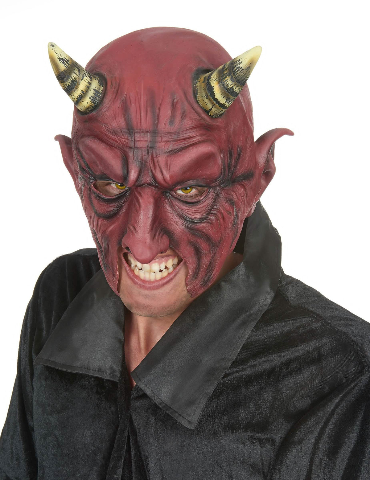 Polovična maska iz lateksa s hudičevimi rogovi za halloween za odrasli rdeča