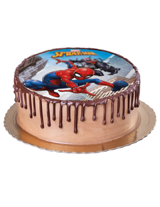 Mise en situation sur un gâteau du disque azyme Spiderman