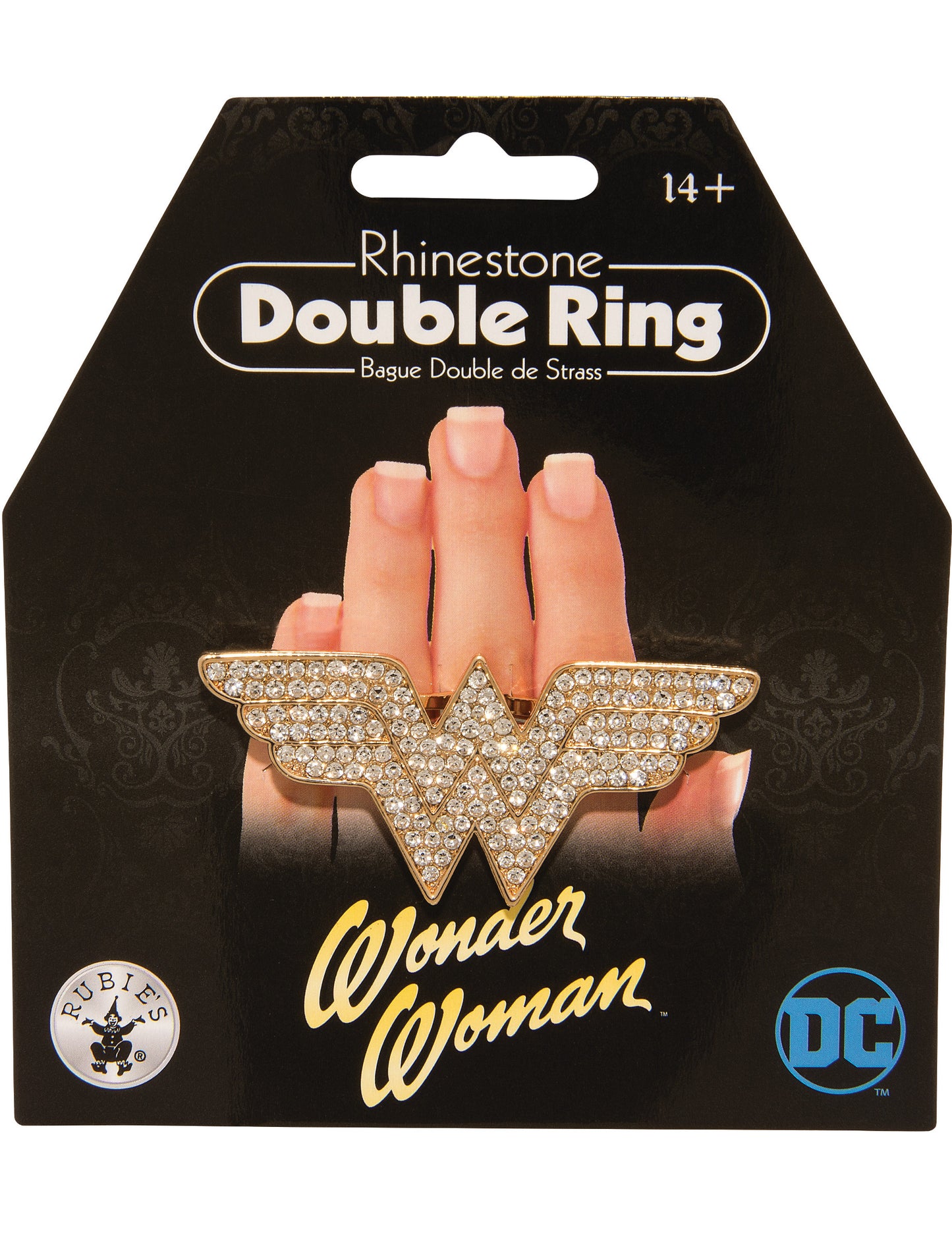Détail du packaging de la double bague Wonder Woman
